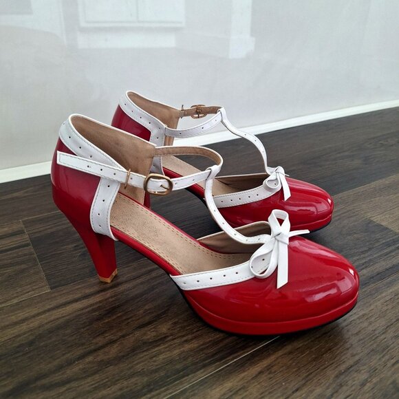 NWOT Vintage Inspired Platform Heels Size 12.5 Rockabilly Cosplay Hollywood - Picture 1 of 8
